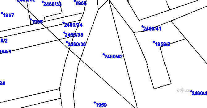 Parcela st. 2460/42 v KÚ Darkov, Katastrální mapa