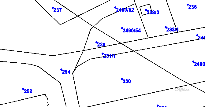 Parcela st. 231/1 v KÚ Darkov, Katastrální mapa