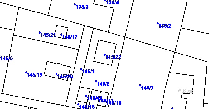 Parcela st. 145/22 v KÚ Darkov, Katastrální mapa