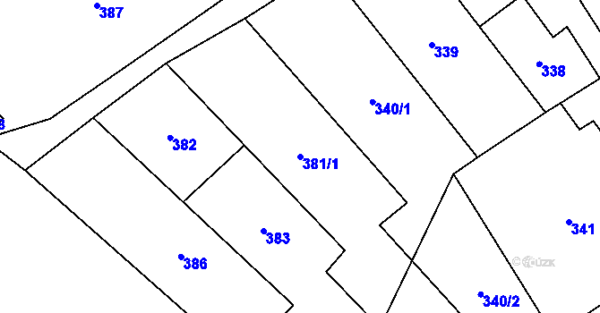 Parcela st. 381/1 v KÚ Karviná-Doly, Katastrální mapa