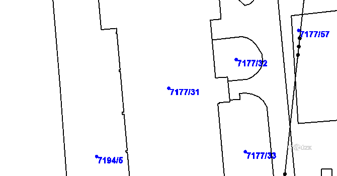 Parcela st. 7177/31 v KÚ Karviná-Doly, Katastrální mapa