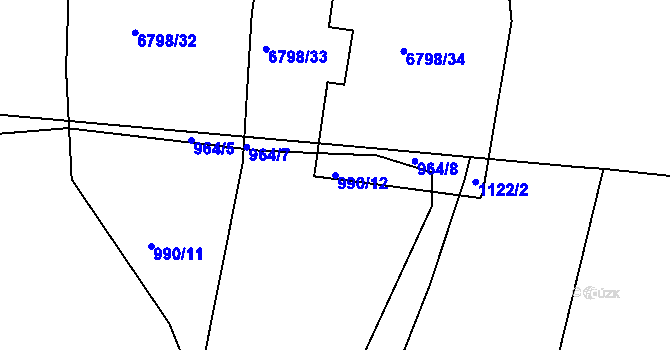 Parcela st. 990/12 v KÚ Karviná-Doly, Katastrální mapa
