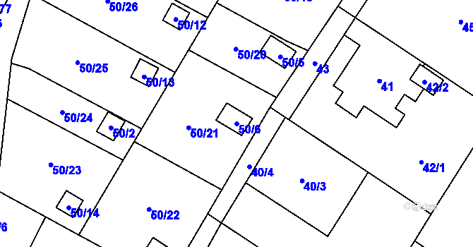 Parcela st. 50/6 v KÚ Staré Město u Karviné, Katastrální mapa