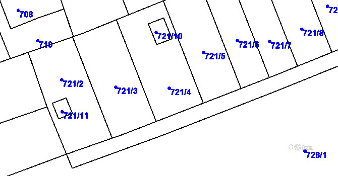 Parcela st. 721/4 v KÚ Staré Město u Karviné, Katastrální mapa