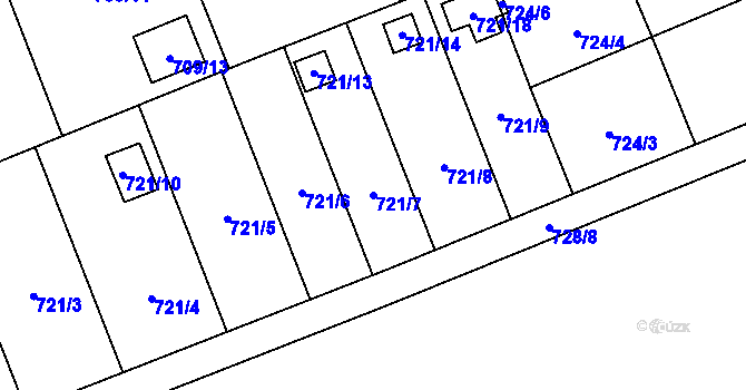 Parcela st. 721/7 v KÚ Staré Město u Karviné, Katastrální mapa