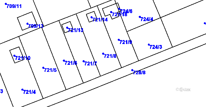 Parcela st. 721/8 v KÚ Staré Město u Karviné, Katastrální mapa
