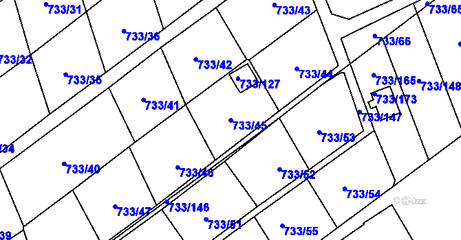 Parcela st. 733/45 v KÚ Staré Město u Karviné, Katastrální mapa