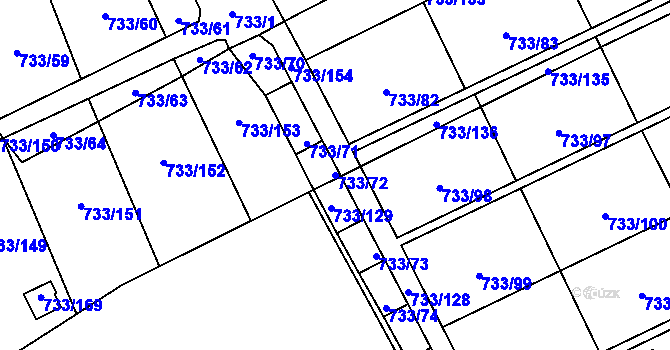 Parcela st. 733/72 v KÚ Staré Město u Karviné, Katastrální mapa
