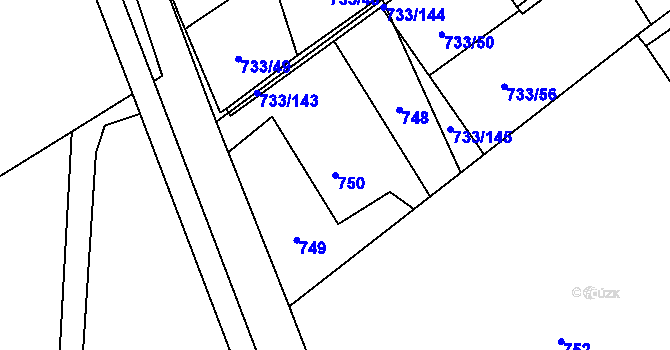 Parcela st. 750 v KÚ Staré Město u Karviné, Katastrální mapa