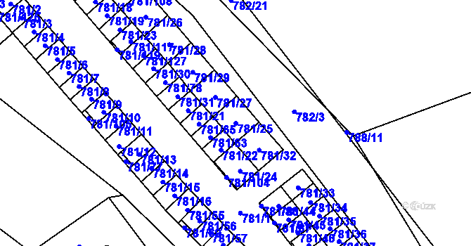 Parcela st. 781/25 v KÚ Staré Město u Karviné, Katastrální mapa