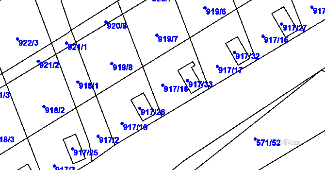 Parcela st. 917/18 v KÚ Staré Město u Karviné, Katastrální mapa