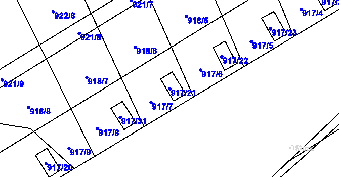 Parcela st. 917/21 v KÚ Staré Město u Karviné, Katastrální mapa