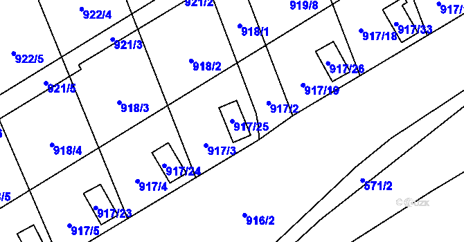 Parcela st. 917/25 v KÚ Staré Město u Karviné, Katastrální mapa
