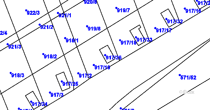 Parcela st. 917/26 v KÚ Staré Město u Karviné, Katastrální mapa