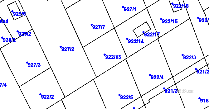 Parcela st. 922/13 v KÚ Staré Město u Karviné, Katastrální mapa