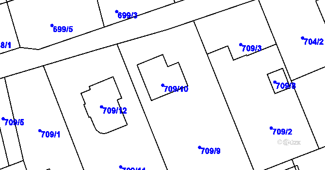 Parcela st. 709/10 v KÚ Staré Město u Karviné, Katastrální mapa