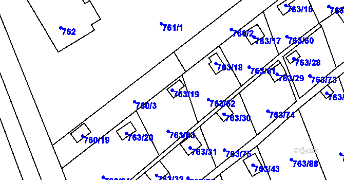 Parcela st. 763/19 v KÚ Staré Město u Karviné, Katastrální mapa