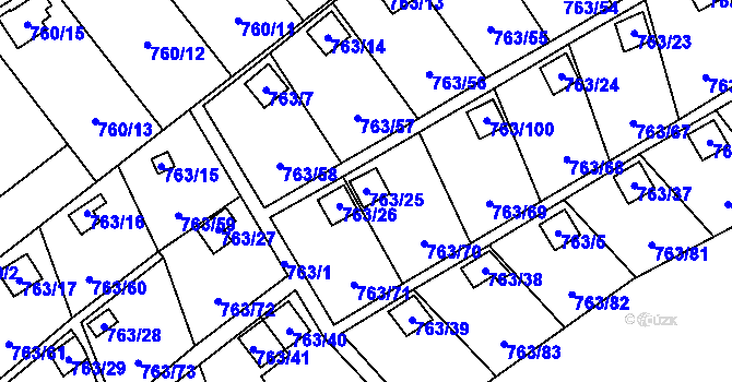 Parcela st. 763/25 v KÚ Staré Město u Karviné, Katastrální mapa