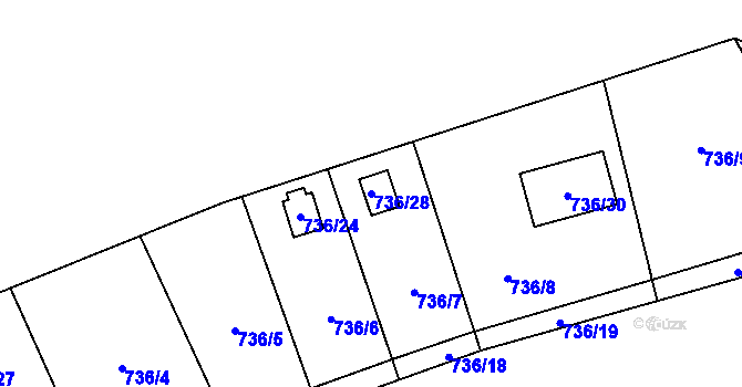 Parcela st. 736/28 v KÚ Staré Město u Karviné, Katastrální mapa