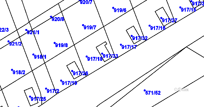 Parcela st. 917/33 v KÚ Staré Město u Karviné, Katastrální mapa