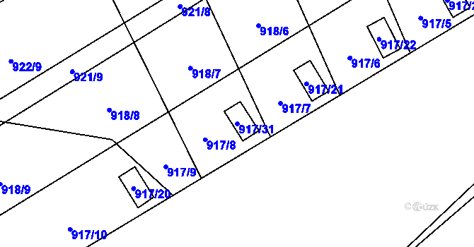 Parcela st. 917/31 v KÚ Staré Město u Karviné, Katastrální mapa