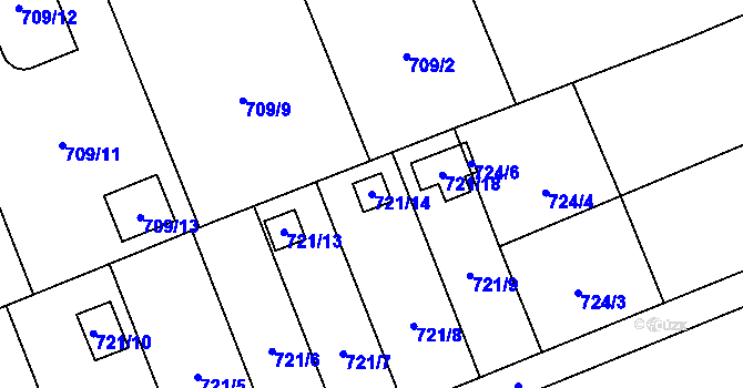 Parcela st. 721/14 v KÚ Staré Město u Karviné, Katastrální mapa