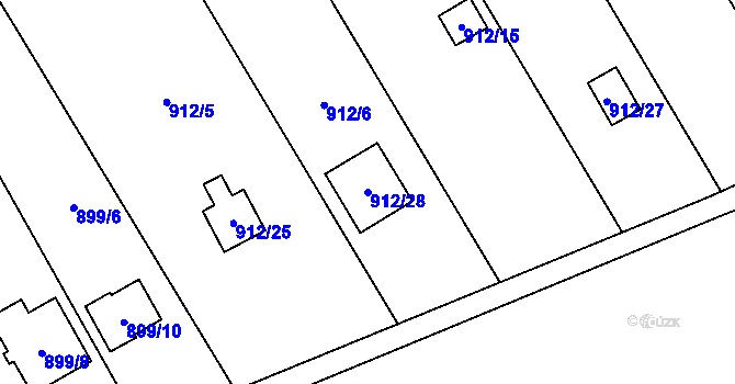 Parcela st. 912/28 v KÚ Staré Město u Karviné, Katastrální mapa