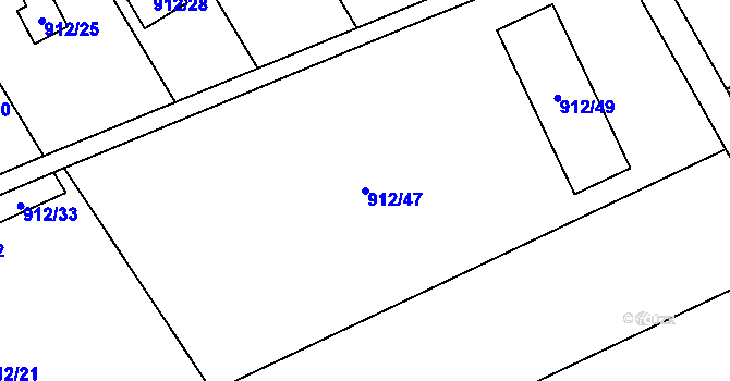 Parcela st. 912/47 v KÚ Staré Město u Karviné, Katastrální mapa