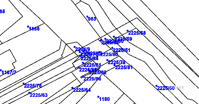 Parcela st. 2225/80 v KÚ Staré Město u Karviné, Katastrální mapa