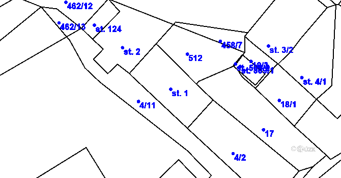 Parcela st. 1 v KÚ Kařez, Katastrální mapa