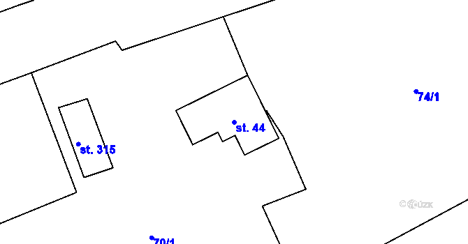 Parcela st. 44 v KÚ Kařez, Katastrální mapa