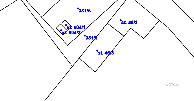 Parcela st. 46/3 v KÚ Kařez, Katastrální mapa