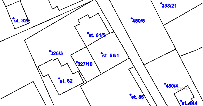 Parcela st. 61/1 v KÚ Kařez, Katastrální mapa