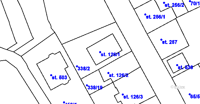 Parcela st. 126/1 v KÚ Kařez, Katastrální mapa