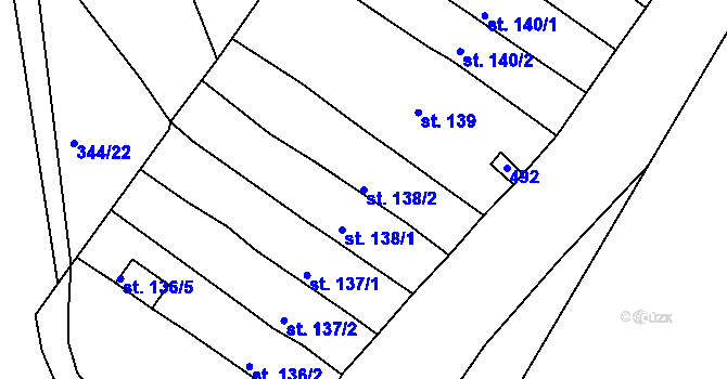 Parcela st. 138/2 v KÚ Kařez, Katastrální mapa