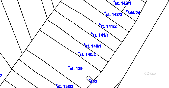 Parcela st. 140/1 v KÚ Kařez, Katastrální mapa