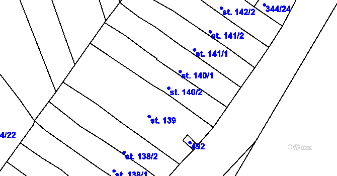 Parcela st. 140/2 v KÚ Kařez, Katastrální mapa