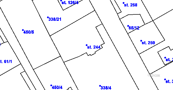 Parcela st. 244 v KÚ Kařez, Katastrální mapa
