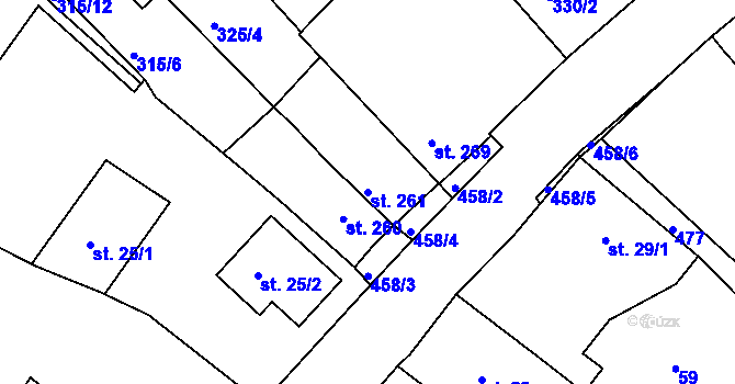 Parcela st. 261 v KÚ Kařez, Katastrální mapa