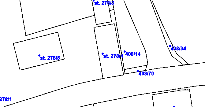 Parcela st. 278/4 v KÚ Kařez, Katastrální mapa