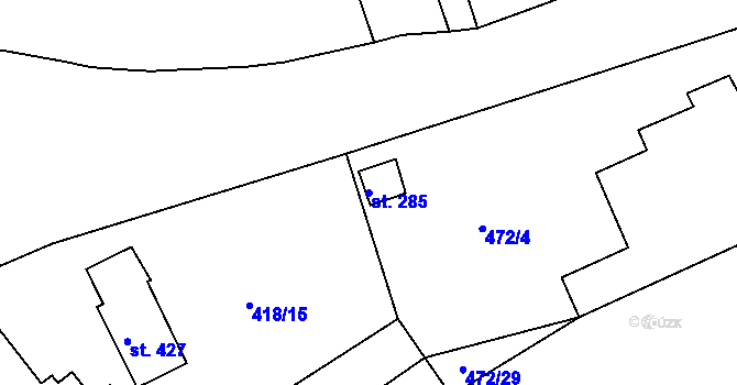 Parcela st. 285 v KÚ Kařez, Katastrální mapa