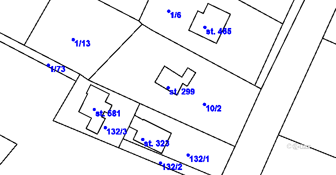 Parcela st. 299 v KÚ Kařez, Katastrální mapa