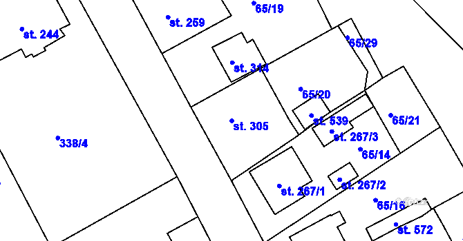 Parcela st. 305 v KÚ Kařez, Katastrální mapa