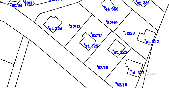 Parcela st. 325 v KÚ Kařez, Katastrální mapa