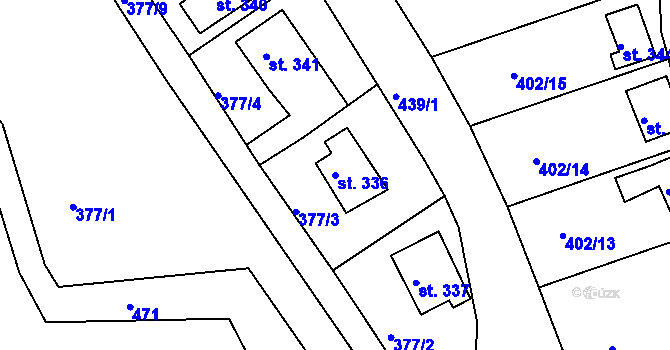 Parcela st. 336 v KÚ Kařez, Katastrální mapa