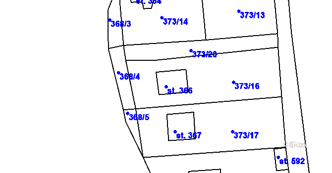 Parcela st. 366 v KÚ Kařez, Katastrální mapa