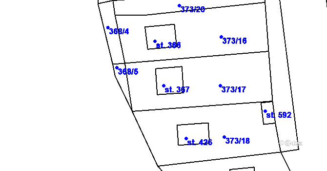 Parcela st. 367 v KÚ Kařez, Katastrální mapa