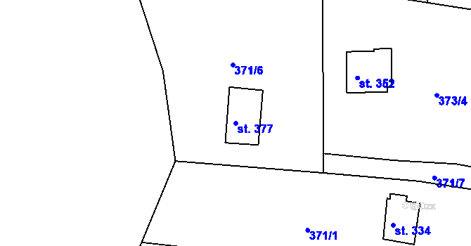 Parcela st. 377 v KÚ Kařez, Katastrální mapa