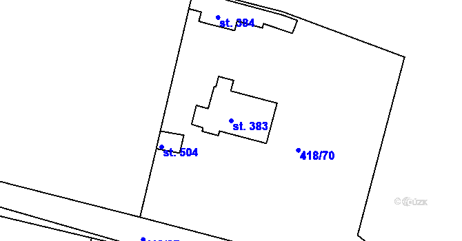 Parcela st. 383 v KÚ Kařez, Katastrální mapa