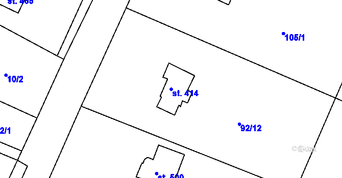 Parcela st. 414 v KÚ Kařez, Katastrální mapa